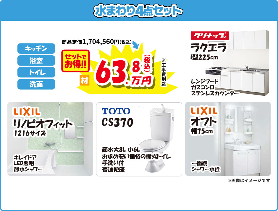 水まわり4点セット