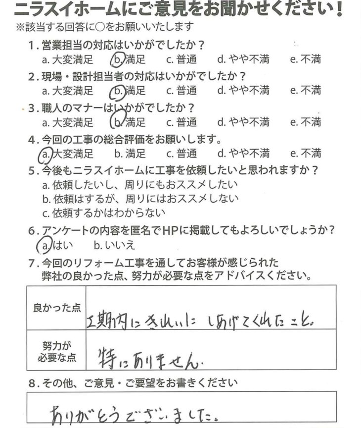   静岡県伊豆の国市　O様の声