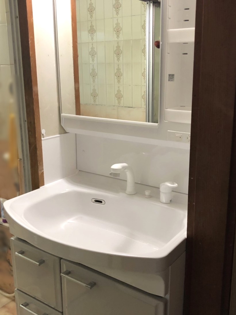 静岡県伊豆の国市／洗面化粧台リフォーム　Y様邸／水栓故障／【洗面化粧台交換工事】