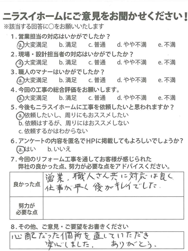   静岡県田方郡函南町　T様の声