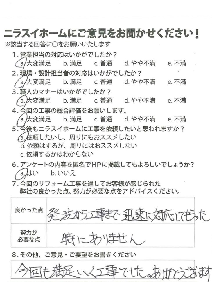   静岡県伊豆の国市　S様の声