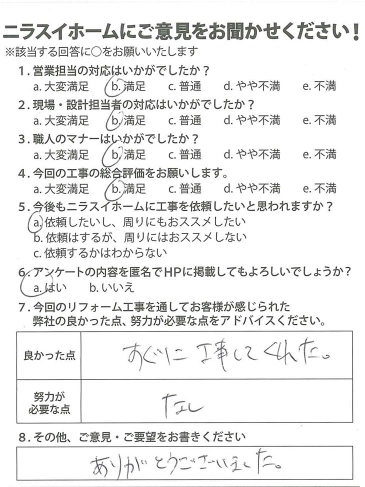   静岡県三島市　S様の声