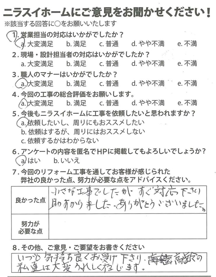   静岡県田方郡函南町　M様の声