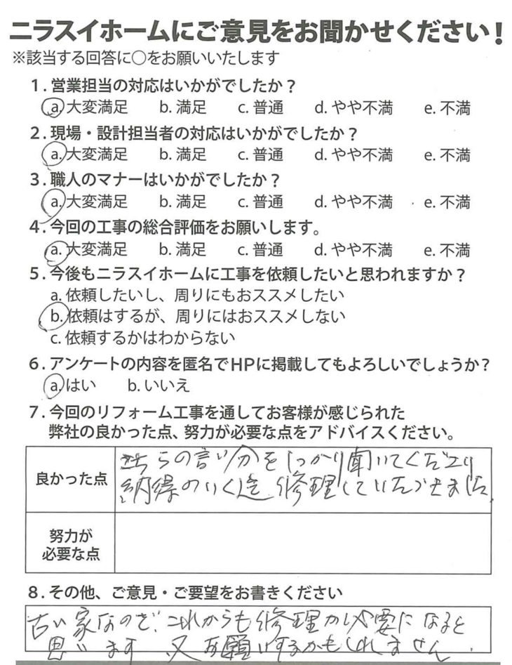   静岡県田方郡函南町　S様の声