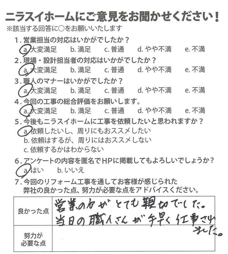  静岡県三島市　K様の声