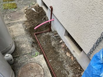 静岡県三島市東大場／給湯配管新設工事／給湯器・配管修理・配管交換・鉄管・サビ