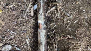 草刈り機で配管を傷つけて水漏れ。配管修理工事｜静岡県函南町畑毛