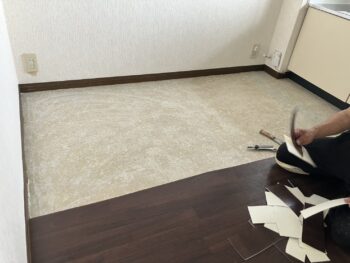 所有アパートのキッチン床クッションフロア張替え工事┃9万8700円（税込）