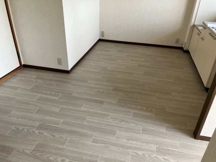 所有アパートのキッチン床クッションフロア張替え工事┃9万8700円（税込）
