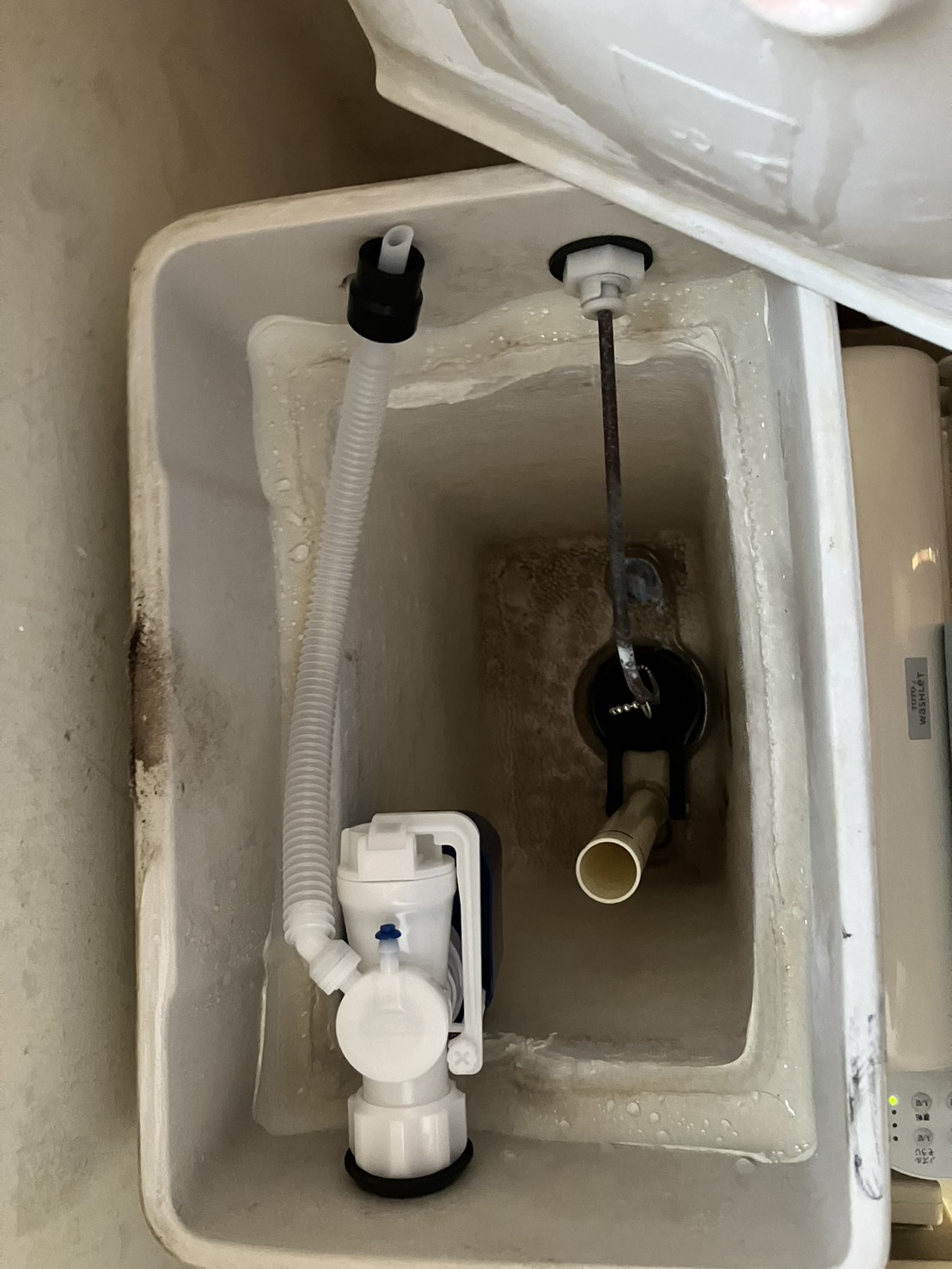 「便器から水がちょろちょろ出てて、止まらない」トイレのボールタップとフロート弁を交換